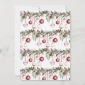 Rode Witte Feestelijke Ornamenten Baubles Vakantie Kaart (Achterkant)