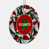 rode witte feestelijke speciale basketbal keramisch ornament (Rechts)