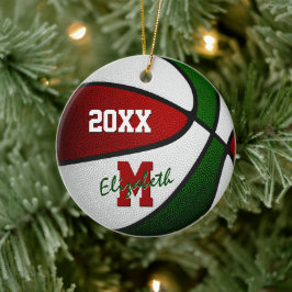 rode witte feestjes basketbal jongens keramisch ornament