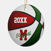 rode witte feestjes basketbal jongens keramisch ornament (Links)