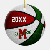 rode witte feestjes basketbal jongens keramisch ornament (Achterkant)