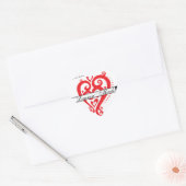 Rode Witte Filigree Hart Save the Date Sticker (Envelop)