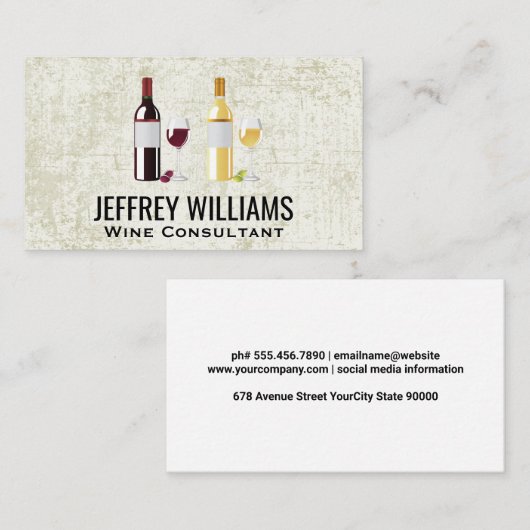 Rode witte flessen visitekaartje (Voorkant / Achterkant)