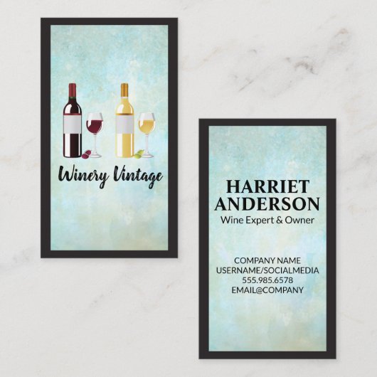 Rode witte flessen visitekaartje (Voorkant / Achterkant)