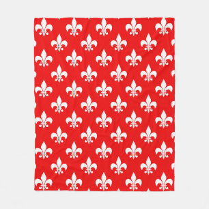 Rode Witte Fleur-de-lis Fleece Deken