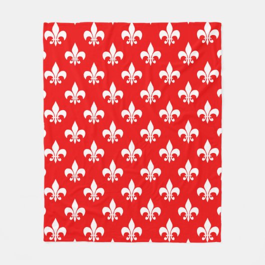 Rode Witte Fleur-de-lis Fleece Deken (Voorkant)