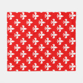Rode Witte Fleur-de-lis Fleece Deken (Voorkant (Horizontaal))