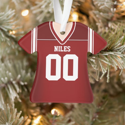 Rode/witte Football Jersey Ornament (Boom)