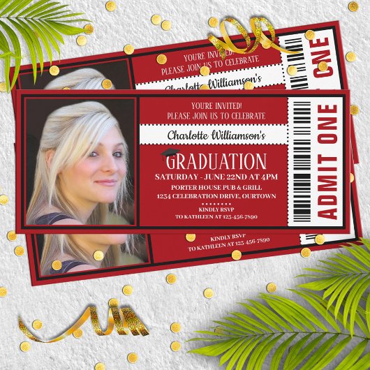 Rode&Witte Foto Ticket Afsluitingsfeest Kaart