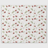 Rode Witte Fruit Granaat Kerst Cadeaupapier (Vlak)