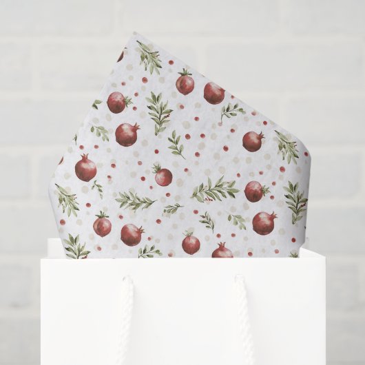 Rode Witte Fruit Granaat Kerst Tissuepapier (Cadeauzakje)