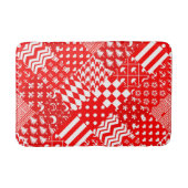 Rode Witte Gemengde Patchwork Patchwork Ontwerp Badmat (Voorkant)