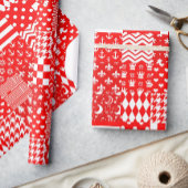 Rode Witte Gemengde Patchwork Patchwork Ontwerp Cadeaupapier