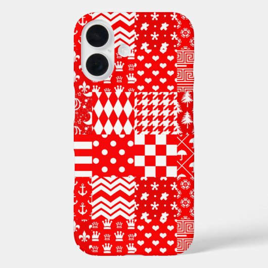Rode Witte Gemengde Patchwork Patchwork Ontwerp Case-Mate iPhone Case (Achterkant)