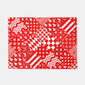 Rode Witte Gemengde Patchwork Patchwork Ontwerp Deurmat (Voorkant)