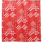 Rode Witte Gemengde Patchwork Patchwork Ontwerp Douchegordijn (Voorkant)