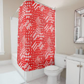 Rode Witte Gemengde Patchwork Patchwork Ontwerp Douchegordijn