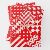 Rode Witte Gemengde Patchwork Patchwork Ontwerp Inpakpapier Vel (In situ)