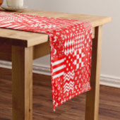 Rode Witte Gemengde Patchwork Patchwork Ontwerp Korte Tafelloper