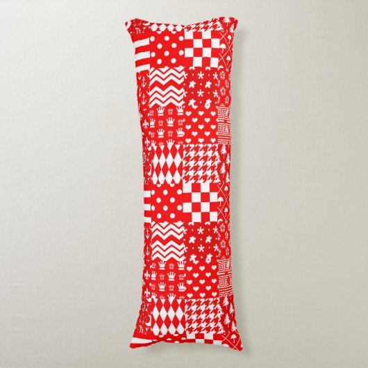 Rode Witte Gemengde Patchwork Patchwork Ontwerp Lichaamskussen (Voorkant Verticaal)
