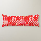 Rode Witte Gemengde Patchwork Patchwork Ontwerp Lichaamskussen (Voorkant)
