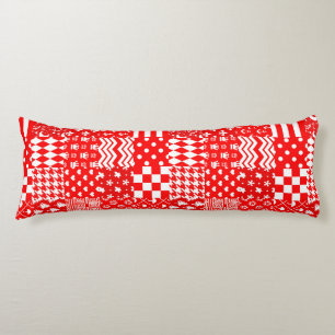 Rode Witte Gemengde Patchwork Patchwork Ontwerp Lichaamskussen
