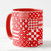 Rode Witte Gemengde Patchwork Patchwork Ontwerp Mok