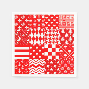 Rode Witte Gemengde Patchwork Patchwork Ontwerp Servet