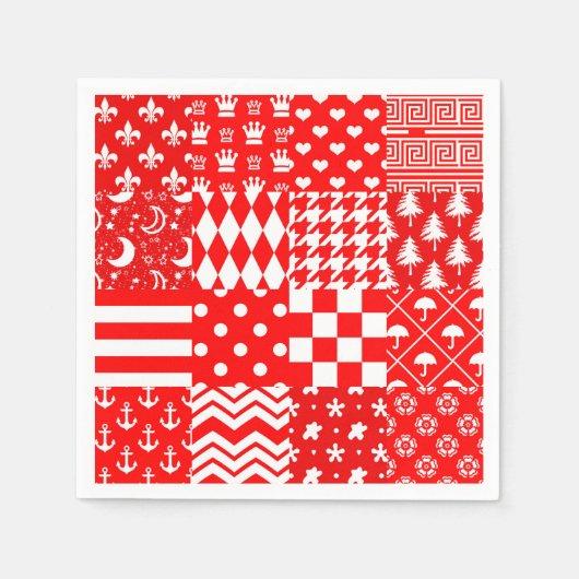 Rode Witte Gemengde Patchwork Patchwork Ontwerp Servet (Voorkant)