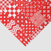 Rode Witte Gemengde Patchwork Patchwork Ontwerp Tissuepapier (Detail)