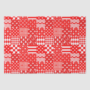 Rode Witte Gemengde Patchwork Patchwork Ontwerp Tissuepapier