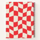 rode & witte geometrische patroon monogram naam notitieboek (Achterkant)