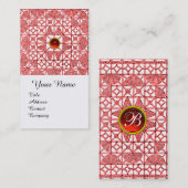 RODE WITTE GEOMETRISCHE RUBY GEMSTONE MONOGRAM VISITEKAARTJE (Voorkant / Achterkant)