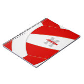 rode witte gepersonaliseerde meisjes volleybal notitieboek (Linkerzijde)