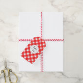 Rode Witte Geruite Aangepaste Bedankt Cadeaubijslu Cadeaulabel (Met Touw)