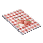 Rode Witte Geruite Aardbeien Notitieboek (Rechterzijde)