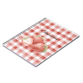 Rode Witte Geruite Aardbeien Notitieboek (Linkerzijde)