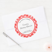 Rode Witte Geruite Retro Bewerkbare Bakstickers Ronde Sticker (Envelop)