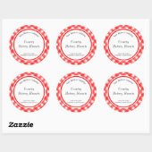 Rode Witte Geruite Retro Bewerkbare Bakstickers Ronde Sticker (Vel)