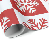 Rode witte geruite sneeuwvlokken inpakpapier (Rol Hoek)