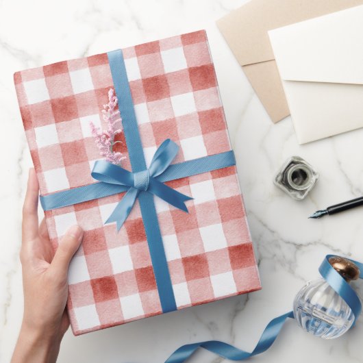 Rode Witte Geruite Strepen Verjaardag Cadeaupapier (Geschenken)