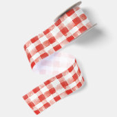 Rode Witte Geruite Strepen Verjaardag Satijnen Lint (Achterkant)