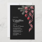 Rode Witte Gestreepte Kerstboog Kerstfeest Kaart (Voorkant)