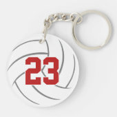 rode witte girale sport aangepaste volleybal sleutelhanger (Achterkant)
