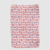 Rode witte glazen blauwe sterren strips golfhanddoek (Voorkant)