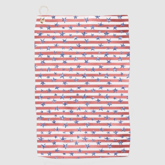 Rode witte glazen blauwe sterren strips golfhanddoek (Voorkant)