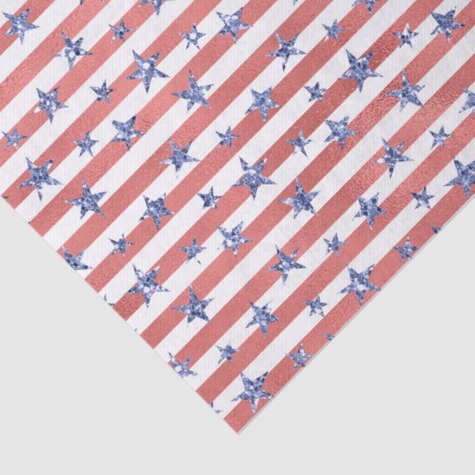 Rode witte glazen blauwe sterren strips tissuepapier (Detail)