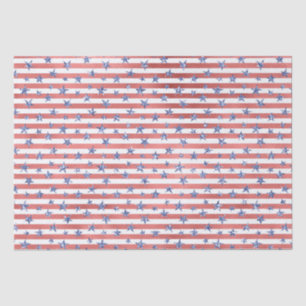 Rode witte glazen blauwe sterren strips tissuepapier