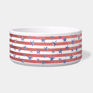 Rode witte glazen blauwe sterren strips voerbakje