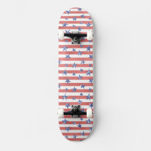 Rode witte glitter blauwe sterren persoonlijk skateboard